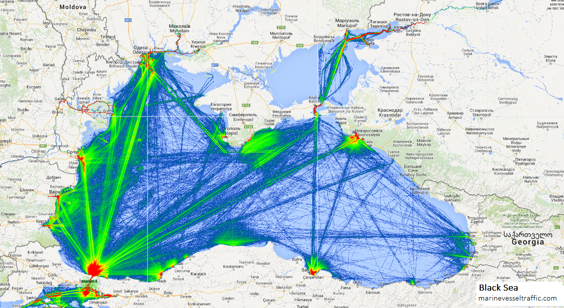 Live Marine Traffic, Density Map and Current Position of ships in BLACK SEA